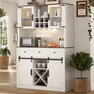 Farmhouse Bar Cabinet with Sliding Barn Door